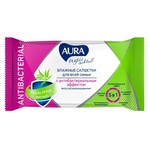 Салфетки влажные, Aura (Аура) 15 шт Тропик коктейль с антибактериальным эффектом