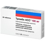 Тромбо АСС, таблетки кишечнорастворимые покрытые пленочной оболочкой 100 мг 28 шт