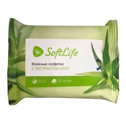 Салфетки влажные Softlife универсальные с экстрактом алоэ 20 шт.
