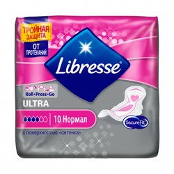 Прокладки женские Libresse ультра нормал поверхность сеточка 10 шт.