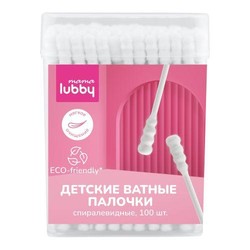 Ватные палочки детские 100 шт. Lubby Мама спиралевидные