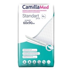 Пеленки впитывающие медицинские одноразовые CamillaMed стандарт плюс р. 60 см х 90 см 10 шт.