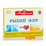 Рыбий жир, капсулы 0.37 г 100 шт Мирролла пищевой с маслами пшеницы облепихи шиповника