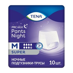 Подгузники-трусы для взрослых Tena ПроСкин Пэнтс найт супер 10 шт.