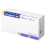 Ситадиаб Мет, таблетки покрытые оболочкой пленочной 1000 мг+50 мг 56 шт