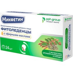 Фитоледенцы с эфирными маслами Микфетин БАД с экстрактами цетрарии исландской и солодки 24 шт. 3.25 г