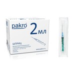 Шприц одноразовый, Pakro (Пакро) 2 мл р. 0.6ммх32мм 23Gх1 1/4