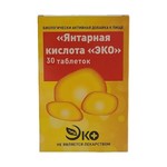 Янтарная кислота, Эко таблетки 100 мг / 500 мг 30 шт БАД к пище (суточная доза 4 таблетки)