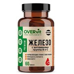 Железо с витаминами группы В и С, OVERvit (ОВЕРвит) капсулы 60 шт БАД В3 В6 В9 В12