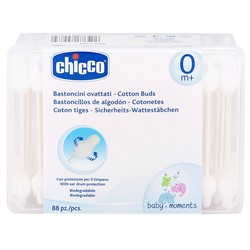 Ватные палочки 88 шт. Chicco Бэби Моментс с ограничителем 0+ мес