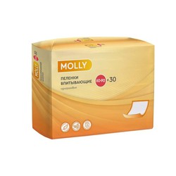 Пеленки медицинские впитывающие одноразовые Molly р. 60х90 см 30 шт.