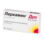 Леркамен Дуо, таблетки покрытые оболочкой пленочной 10 мг+10 мг 28 шт