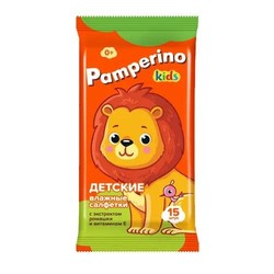 Салфетки влажные детские 15 шт. Pamperino Кидс с ромашкой и витамином Е мягкая упаковка