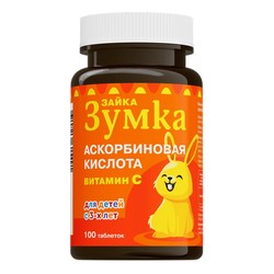 Аскорбиновая кислота Зайка зумка витамин С для детей с 3 лет 100 шт. табл. 25 мг / 0.75 г