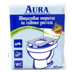 Покрытие на сиденье унитаза одноразовое 10 шт. Aura (целлюлоза)