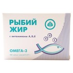 Рыбий жир, Планета Здоровья капсулы 0.37 г 100 шт с витаминами A D E омега-3