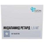 Индапамид ретард, таблетки с пролонгированным высвобождением покрытые пленочной оболочкой 1.5 мг 90 шт