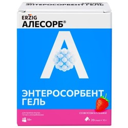 Алесорб энтеросорбент гель эрциг БАД с янтарной кислотой 20 шт. гель д/приема внутрь 10 г клубника
