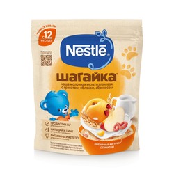 Каша молочная Nestle Шагайка мультизлаковая яблоко абрикос гранат с воздушными фигурками с 12 мес 190 г