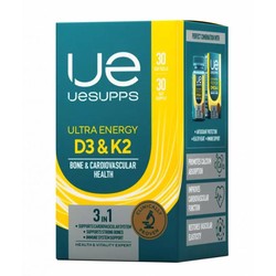 Uesupps ультра энерджи витамин D3 и K2 30 шт. капс. мягк. 2000МЕ + 150 мкг