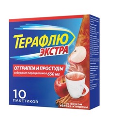 ТераФлю от гриппа и простуды Экстра пор. д/р-ра д/приема внутрь 15 г 10 шт. яблоко корица