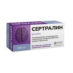 Сертралин, таблетки покрытые пленочной оболочкой 100 мг 28 шт