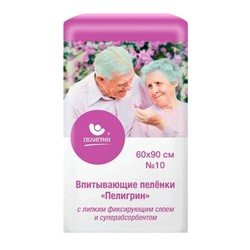 Пеленки впитывающие Пелигрин с липким слоем 10 шт.