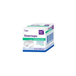 Лейкопластырь медицинский фиксирующий Medhelp на полимерной основе катушка р. 5смх500см 1 шт.