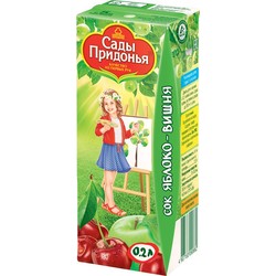 Сок для детей Сады Придонья прямого отжима яблоко вишня с мякотью с 5 мес 200 мл