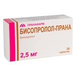 Бисопролол-Прана, таблетки покрытые пленочной оболочкой 2.5 мг 30 шт