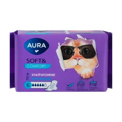 Прокладки гигиенические Aura софт энд комфорт ночные ультратонкие 6 шт.