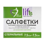 Салфетки марлевые стерильные, р. 7.5смх7.5см 10 шт Нью Лайф однослойные 12 сложений картон. уп.