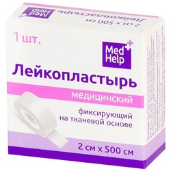 Лейкопластырь медицинский фиксирующий Medhelp стерильный на тканевой основе в катушке р. 2смх500см 1 шт.