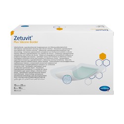 Повязка стерильная суперабсорбирующая Zetuvit плюс силикон Бордер самоклеящаяся р. 15смх25см 10 шт.