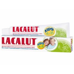 Зубная паста для детей Lacalut кидс 4-8 лет для молочных и постоянных зубов + зубная щетка 4+ 50 мл