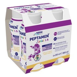 Смесь для энтерального питания жидкая 4 шт. Peptamen Юниор 1.5 для детей от 3 до 10 лет 200 мл ваниль бут. п/э