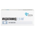 Индапамид, таблетки покрытые пленочной оболочкой 2.5 мг 50 шт