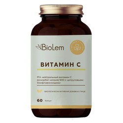 Витамин С BioLem ph-нейтральный аскорбат натрия 900 с цитрусовыми биофлавоноидами 60 шт. капс. 1.08 г