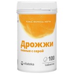 Дрожжи пивные, Vitateka (Витатека) таблетки 0.45 г 100 шт с серой