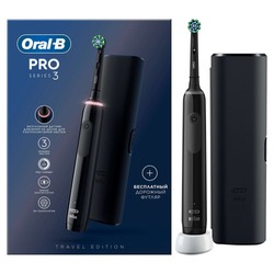 Зубная щетка oral-b тип 3772 с зарядным устройством 3757 электрическая + чехол дорожный черная