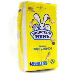Подгузники 56 шт. Ушастый нянь миди 4-9 кг
