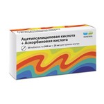 Ацетилсалициловая кислота+Аскорбиновая кислота, таблетки 500 мг+25 мг 20 шт