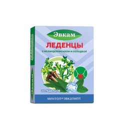 Леденцы с исландским мхом и солодкой Эвкам 20 шт. ментол+эвкалипт