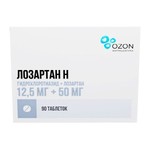Лозартан Н, таблетки покрытые пленочной оболочкой 12.5 мг + 50 мг 90 шт