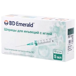 Шприц Emerald одноразовый трехкомпонентный с иглой р. 0.8ммх40мм 21Gх1/2