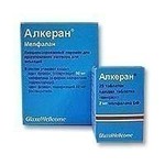 Алкеран, лиофилизат для приготовления раствора для внутрисосудистого введения 50 мг 1 шт флаконы в комплекте с растворителем (флаконы) 10 мл