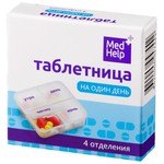 Таблетница, Medhelp (МедХелп) 1 шт на один день 4 отделения