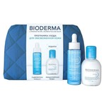 Набор, Bioderma (Биодерма) 30 мл + 100 мл Гидрабио для обезвоженной кожи сыворотка Hialu + мицеллярная вода H2O косметичка