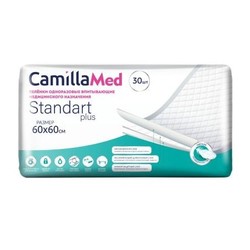 Пеленки впитывающие медицинские одноразовые CamillaMed стандарт плюс р. 60 см х 60 см 30 шт.