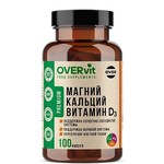 Магний + Кальций + Витамин D3, OVERvit (ОВЕРвит) капсулы 100 шт БАД
